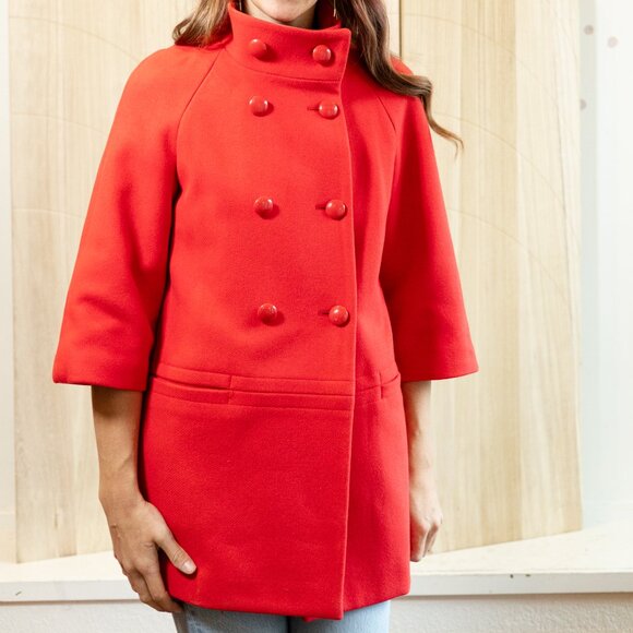 Coach | Red Wool Blend Double Breasted Button Coat - Picture 4 of 5